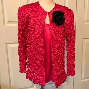 Hot pink, sequined jacket & tank top